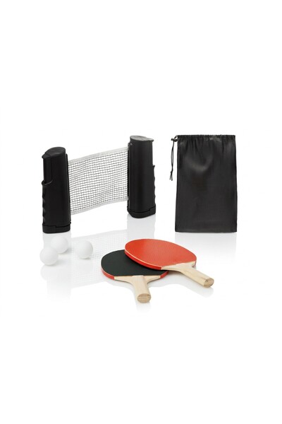 JOY CREATIVE Table tennis set: 2 wooden paddles, 3 balls and retractable net,...