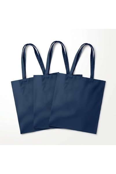 JOY CREATIVE Set of 3 x Cotton shopping bags 140 g/m2, 38 x 42 cm, long handl...