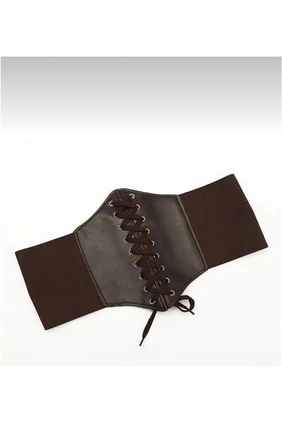 Mynoa Women's Black Corset Belt with Laces and Elastic—Jacket Belt, Dress Bel...