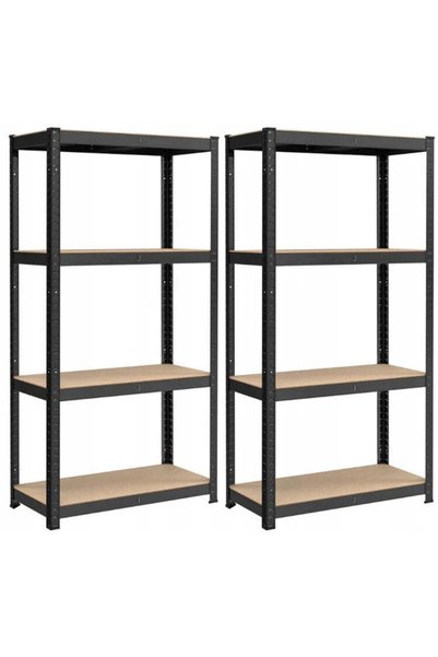 SONGMICS Set de 2 rafturi metalice cu 4 rafturi reglabile din MDF, 80x40x160 ...