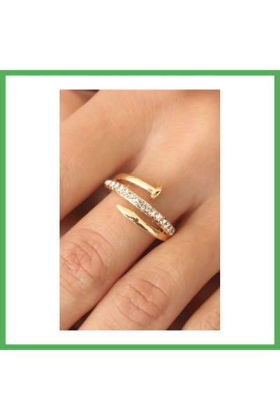 Nur store Çanta Gold-Toned Stone-Set Adjustable Women's Ring BEZOSS