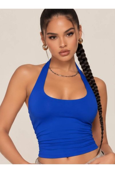 f-maskfashion BLUZĂ CROP CU PRINDERE DUPĂ GÂT