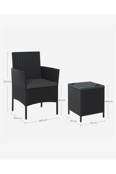 SONGMICS Set de mobilier de grădină cu 2 locuri, compus din 2 scaune și o mas...