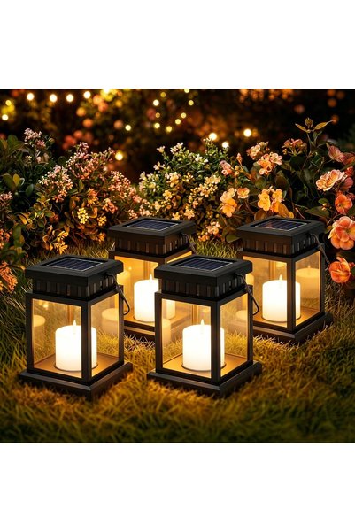 GENERAL ABUDA Solar Lanterns 4 Piece Set, Portable Outdoor Hanging Solar Lant...
