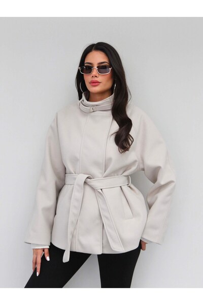ESRAHELVACI High-neck belted oversized cashmere coat