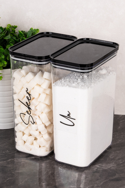 Dolkin Home Set of 2, 3000 ml Black Vacuum-Sealed Transparent Acrylic Mica Fo...