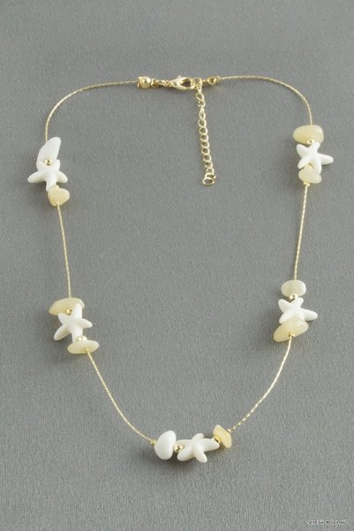 ZERO LAND SPT-GLD Starfish Broken Natural Stone (231533) Necklace, Cream