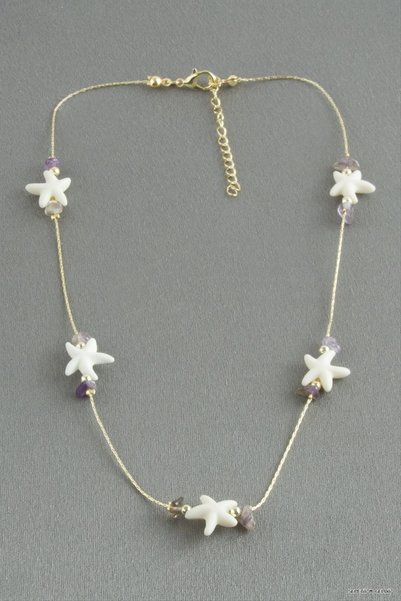ZERO LAND SPT-GLD Starfish Broken Natural Stone (231535) Necklace, Purple