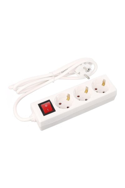 SHOPIENS Prelungitor cu cablu IP20, 3 prize, 3 x 1 mm², 2300 W, 1,5 m, alb