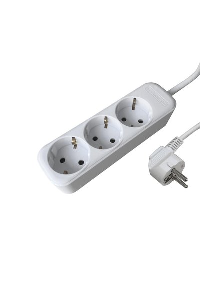 SHOPIENS Prelungitor cu cablu IP20, 3 prize, 3 x 1 mm², 3680 W, 1 m, alb