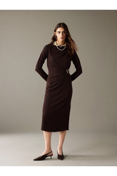LC Waikiki Nevavm Farkıyla Lcw Vision Brown Crepe Straight Narrow & Slim Drap...