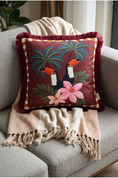 Alseko Concept Burgundy Palm 43 x 43 cm Cushion Cover