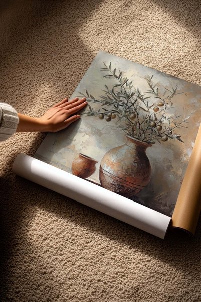 Postifull Zeytin Dalları ve Vazo Çerçevesiz Poster NO:160689
