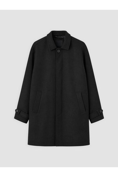 LC Waikiki Nevavm Farkıyla Lcw Vision Black Cashmere Plain Men's Cashmere Coat