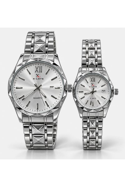 XLOTS X-LOTS Elegant Couple Watch Set – Geometric Faceted Case with Sunburst ...