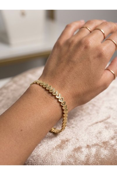 Rostil Efect Brățară Elegantă Chevron Gold – Rafinament Geometric