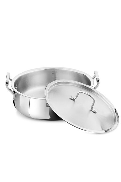 Bergner Essentials 24cm (4.4L) Tri-Ply Stainless Steel Cookware Pot, Deep Han...