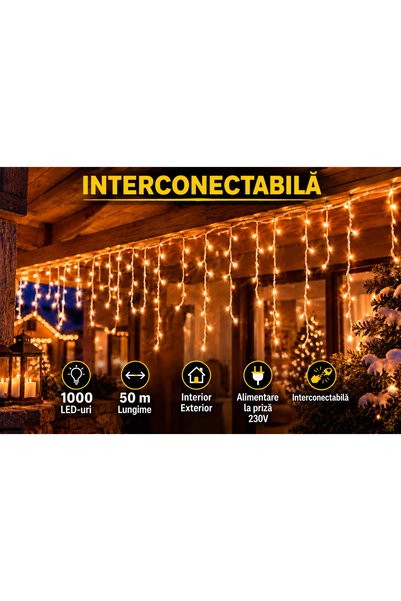 Generic Brand Instalatie de Craciun Tip Turturi, 50 Metri, 1000 LED-uri, 8 Jo...