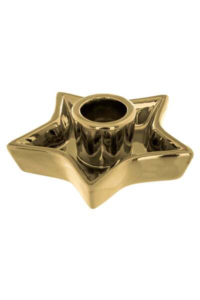 Atmosphera Suport lumanare stea - ceramica, auriu lucios, 10,5 x 10,5 cm -