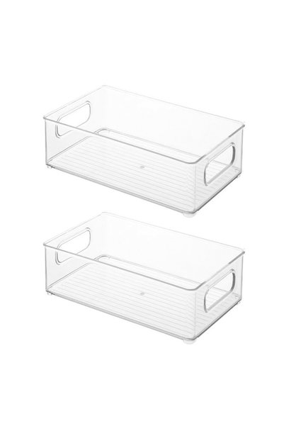 Noonedibs Recipiente mici de depozitare din plastic pentru baie, cu mânere, p...