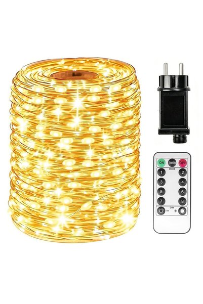 Noonedibs Ghirlandă luminoasă cu 1000 LED-uri, lungime 100 m, impermeabilă, s...