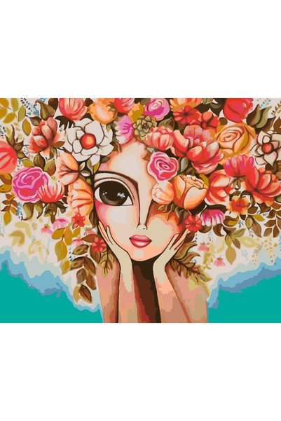 Painting-numbers Set pictura pe numere Flower Head 4449, panza pe rama lemn, ...