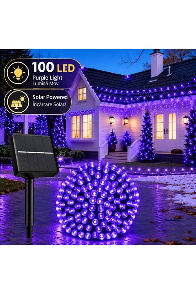 OricareFain Sistem solar decorativ, pentru exterior, încărcare solară, 10 m, ...