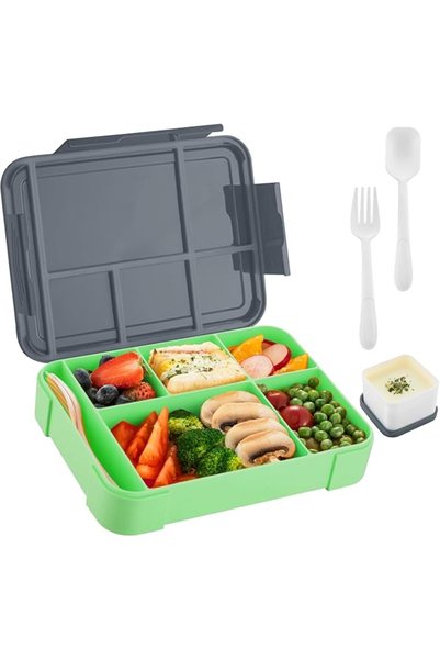XLOTS صندوق بينتو، 6 أقسام، بحجم حصص مثالي، مانع للتسرب، خالٍ من مادة BPA، قا...