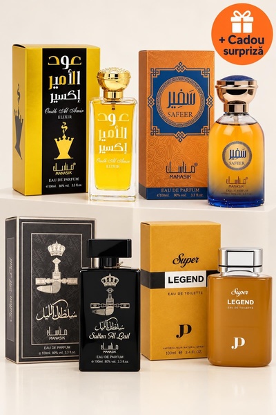 OferteTop Set 4 Parfumuri Arăbești pentru Bărbați: Oudh Al Amir Elixir, Safee...