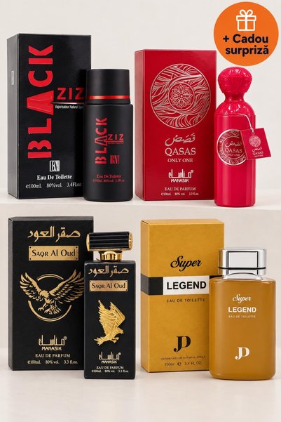 OferteTop Set 4 Parfumuri Arăbești pentru El și Ea: Black Ziz, Qasas Only One...