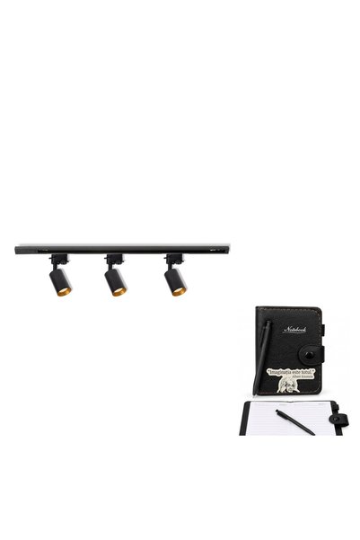 OEM Spot, 3xGU10, negru și auriu, diametru 0.6 cm, cu cadou agendă A7 și pix