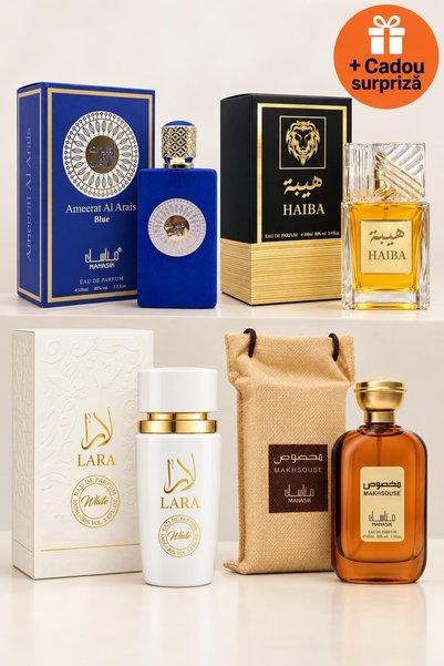 OferteTop Set 4 Parfumuri Arăbești pentru Femei: Ameerat Al Arais Blue, Haiba...