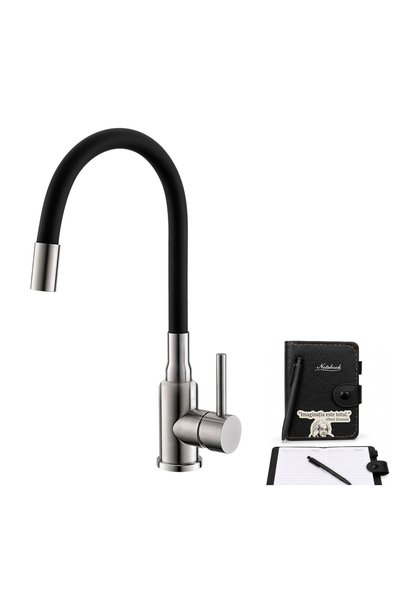 OEM Baterie de bucătărie, monocomandă, stativ, pipă înaltă, inox, negru, cu c...