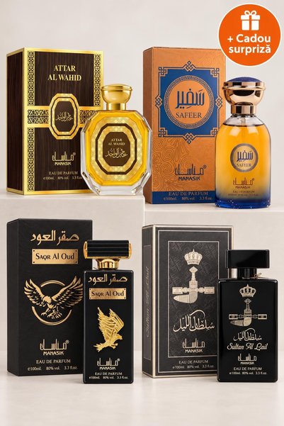 OferteTop Set 4 Parfumuri Arăbești pentru Bărbați: Attar Al Wahid, Safeer, Sa...