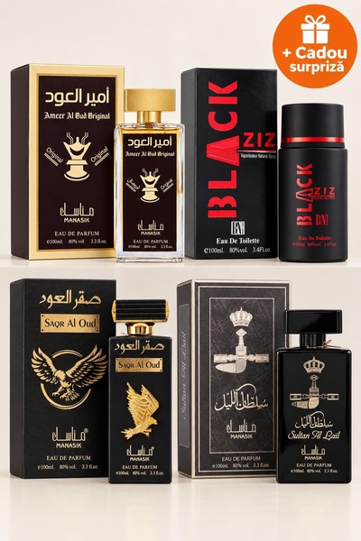 OferteTop Set 4 Parfumuri Arăbești pentru Bărbați: Ameer Al Oud, Black Ziz, S...