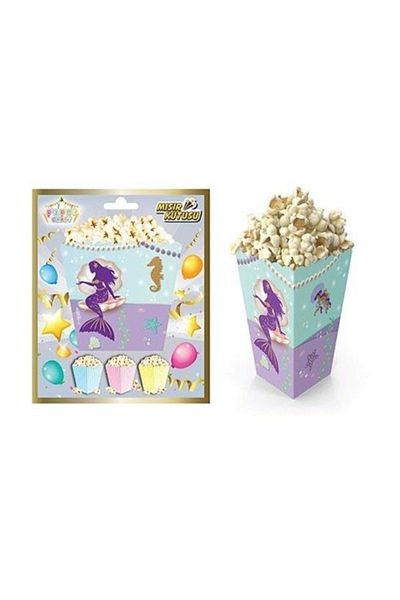 Parti Furyası Popcorn Box Corn Box Mermaid Themed