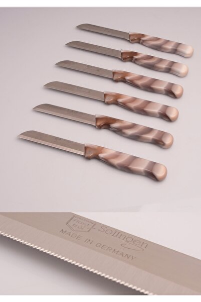 Solingen Meyve Ve Sebze Bıçağı Tırtıklı 6 Adet Kahve Mermer