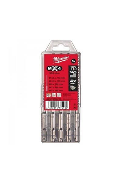 Milwaukee Sds-plus Mx4 4 Elmas Matkap Ucu Seti (5 PARÇA) Ø 5.5mm T4932352835
