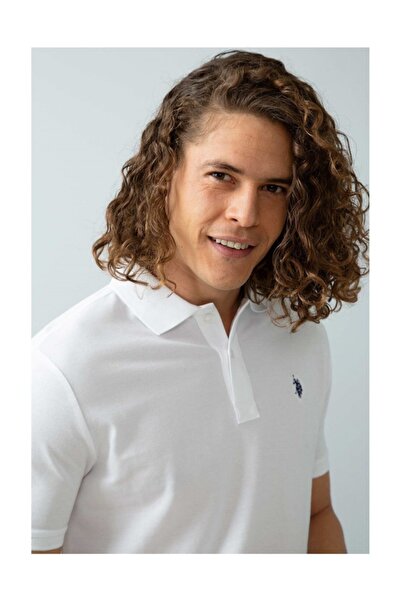 U.S. Polo Assn. Λευκό μπλουζάκι Polo Neck Slim Fit