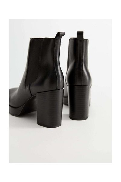 MANGO Woman Botine de damă din piele cu platformă neagră67090591