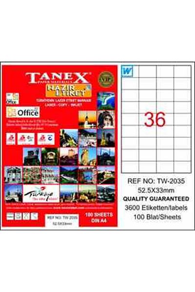 Tanex Tw-2035 Laser Label 52.5X33 mm