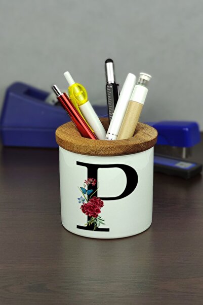 Hediyelen Suport pentru stilou din ceramică cu litera P
