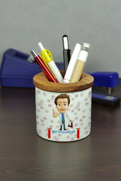 Hediyelen حامل قلم سيراميك لعلم الأحياء