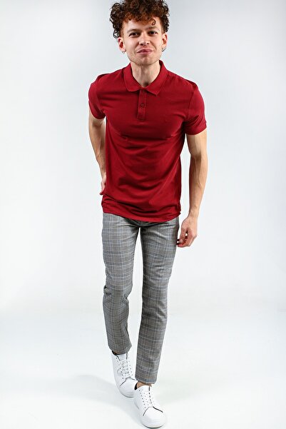 Collezione Ανδρικό μπλουζάκι με κανονικό γιακά πόλο μπορντό