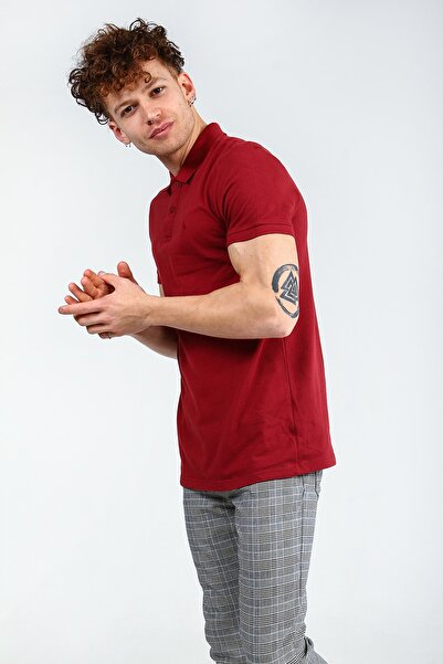 Collezione Ανδρικό μπλουζάκι με κανονικό γιακά πόλο μπορντό