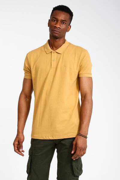 Collezione Tan Colored Men's Polo Collar T-Shirt - Regular Fit