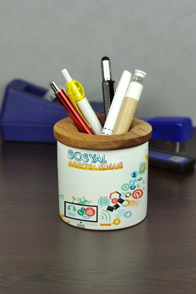 Hediyelen Social Media Expert Ceramic Pen Holder