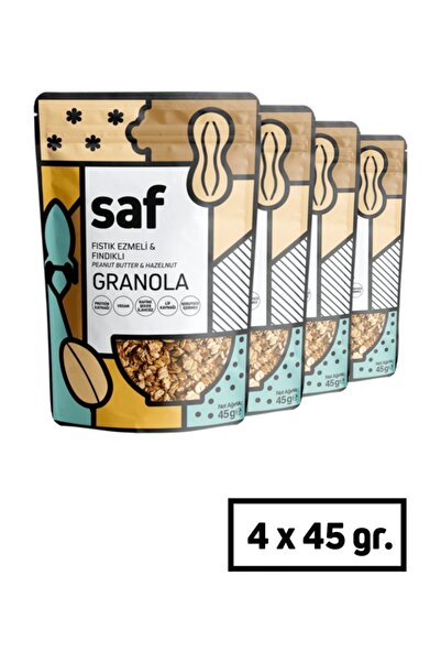 Saf Nutrition Fıstık Ezmeli & Fındıklı Granola, 45gr X 4