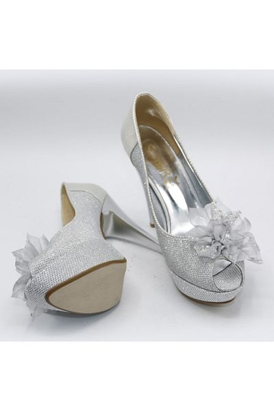 SHAXİR Women's Evening Dress Shoes Gray Glitter Heeled