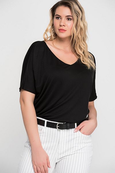 Şans Plus Size Tunic - Black - Relaxed fit